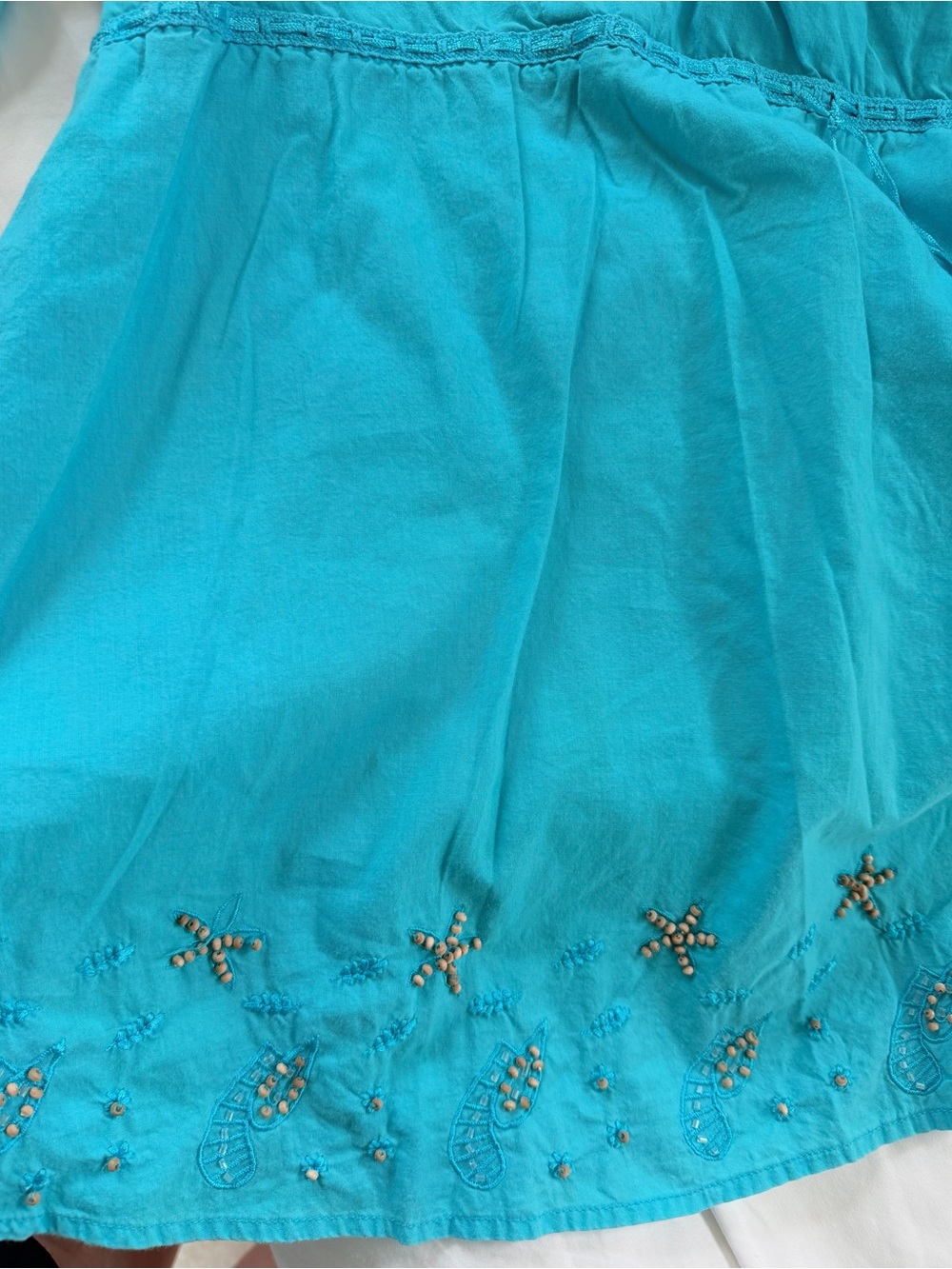Announcements Maternity Boho Beaded Cotton Blouse Peacock Plume Coastal Beach L